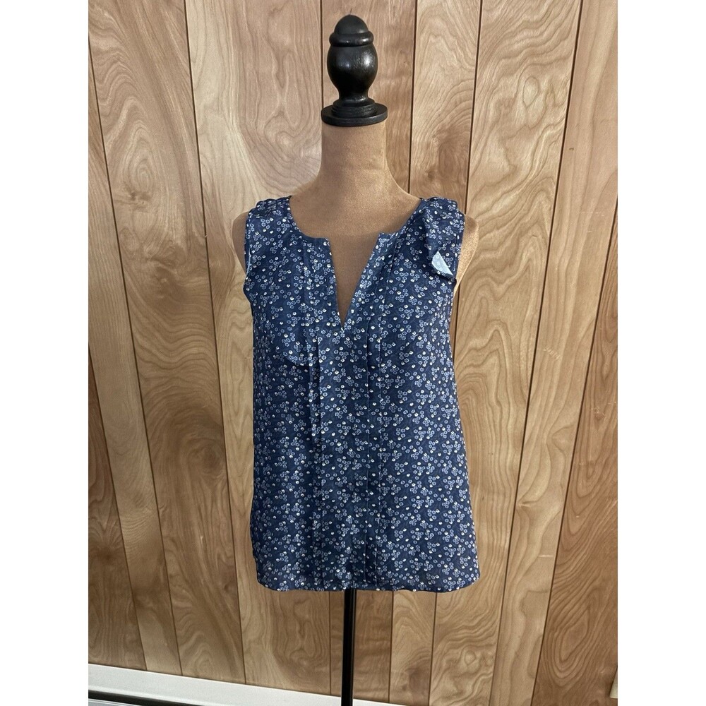 Skies Are Blue Women’s blue spruce floral tank top Sleeveless Size Small S P